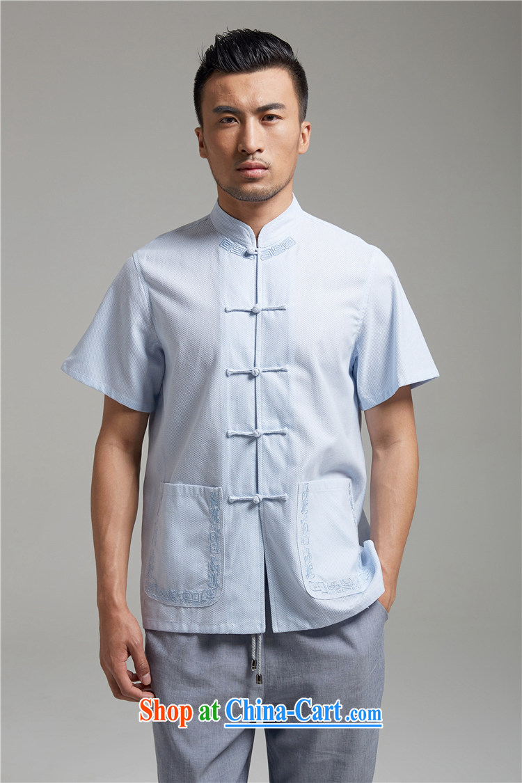 De-tong high energy 2015 Cotton Men's Chinese short-sleeve Chinese Embroidery tray snaps shirt chic sober Chinese clothing white 4XL pictures, price, brand platters! Elections are good character, the national distribution, so why buy now enjoy more preferential! Health