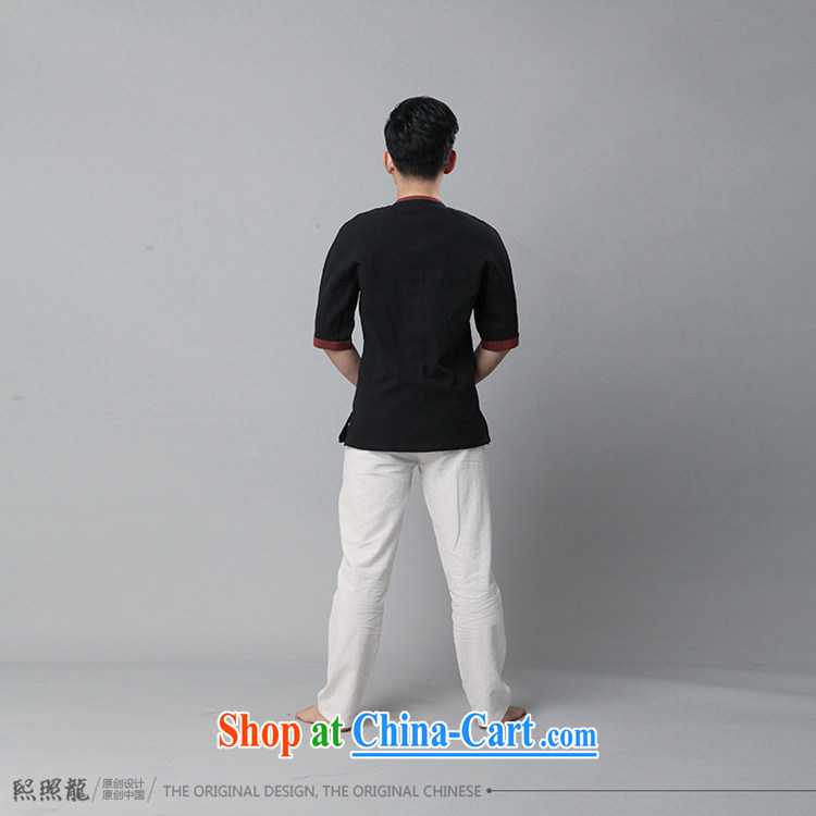 Hee-snapshot Dragon classic New Chinese men's short-sleeved knocked color round-collar short-sleeve cotton shirt the Chinese wind dark gray XL pictures, price, brand platters! Elections are good character, the national distribution, so why buy now enjoy more preferential! Health