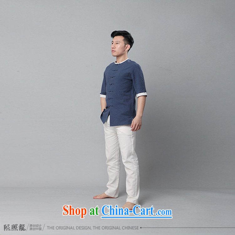 Hee-snapshot Dragon classic New Chinese men's short-sleeved knocked color round-collar short-sleeve cotton shirt the Chinese wind dark gray XL pictures, price, brand platters! Elections are good character, the national distribution, so why buy now enjoy more preferential! Health
