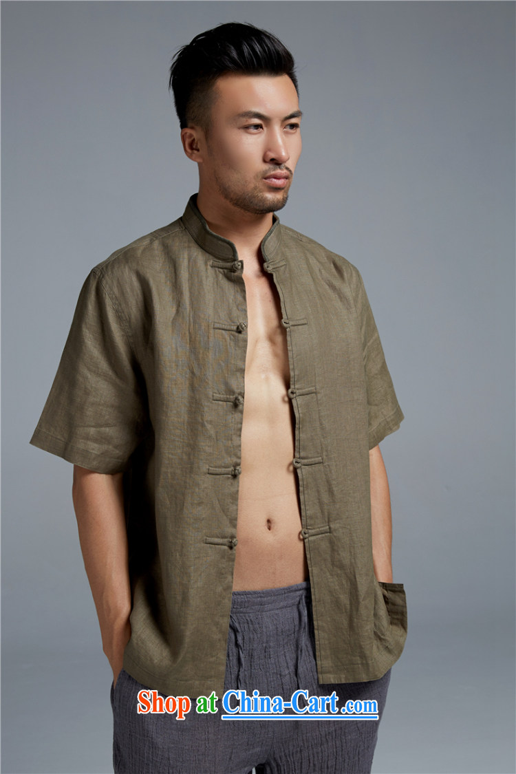 De-tong, summer 2015 summer short-sleeved linen Chinese men and a short-sleeved shirt summer, for Chinese comfort Chinese clothing army green XXXL pictures, price, brand platters! Elections are good character, the national distribution, so why buy now enjoy more preferential! Health