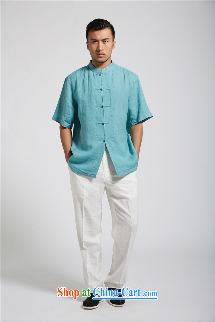 De-tong, summer 2015 summer short-sleeved linen Chinese men and a short-sleeved shirt summer, for Chinese comfort Chinese clothing army green XXXL pictures, price, brand platters! Elections are good character, the national distribution, so why buy now enjoy more preferential! Health