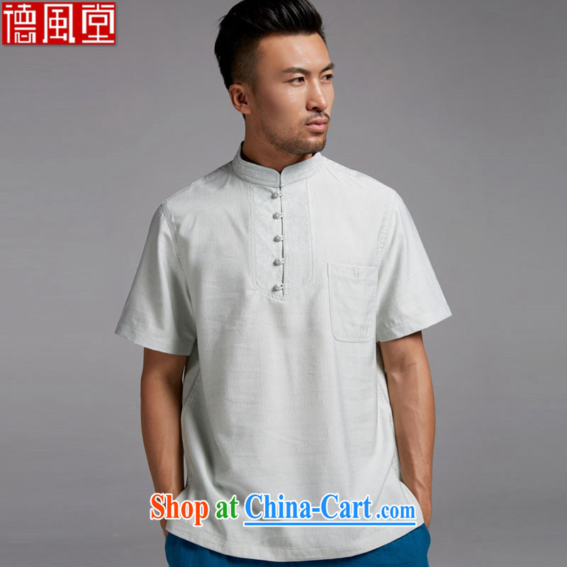 Wind, together with China 2015, the Commission adopted Chinese T pension summer Chinese short-sleeved chumps tie embroidery close comfortable Chinese clothing, green L