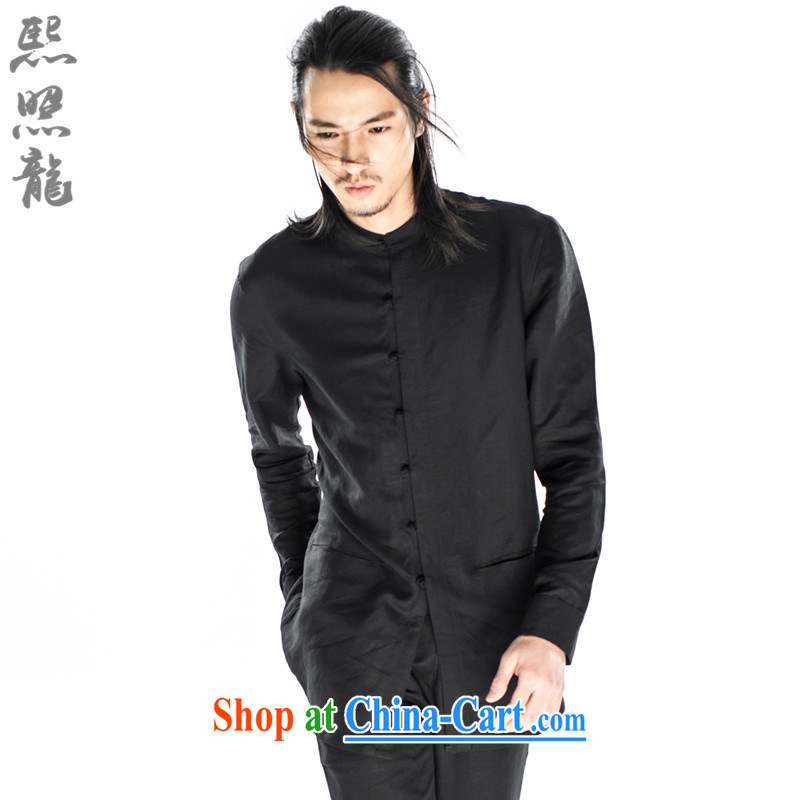 Mr Chau Tak-hay snapshot Dragon 2015 China wind spring New China, shirt collar men's stylish long-sleeved softness Chinese shirt beige XL, Hee-snapshot lung (XZAOLONG), online shopping