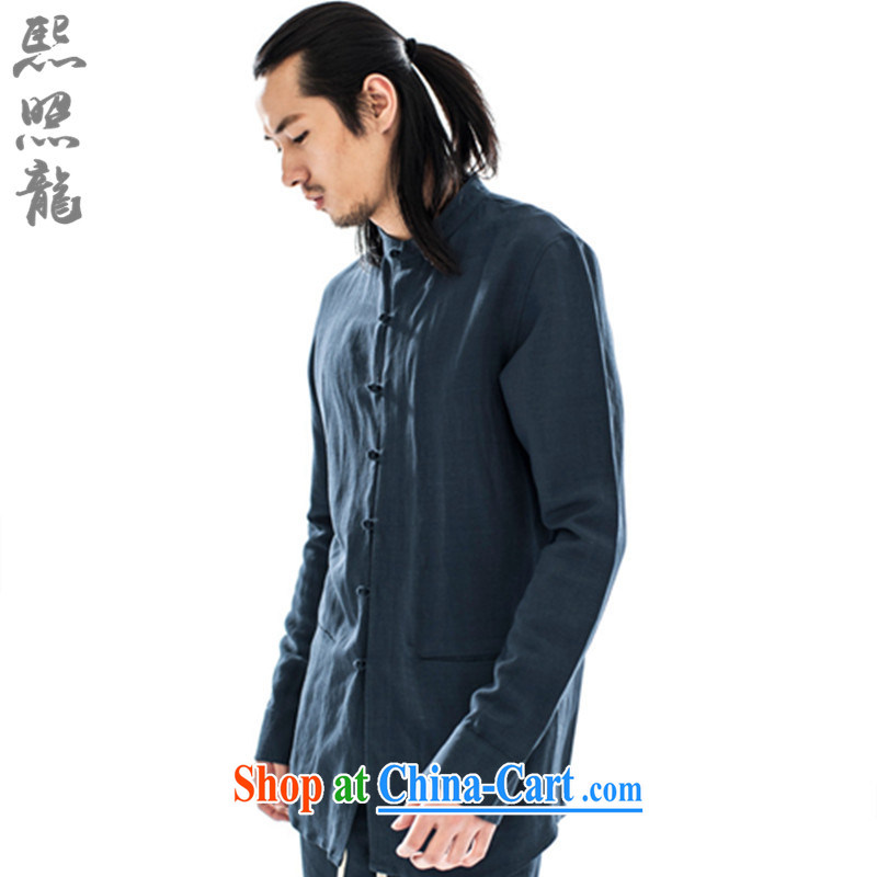 Mr Chau Tak-hay snapshot Dragon 2015 China wind spring New China, shirt collar men's stylish long-sleeved softness Chinese shirt beige XL, Hee-snapshot lung (XZAOLONG), online shopping