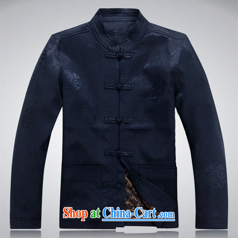 The people more than the Chinese in the older Chinese men quilted coat jacket older Tang jackets men's Chinese Spring Loaded birthday dark blue XXL