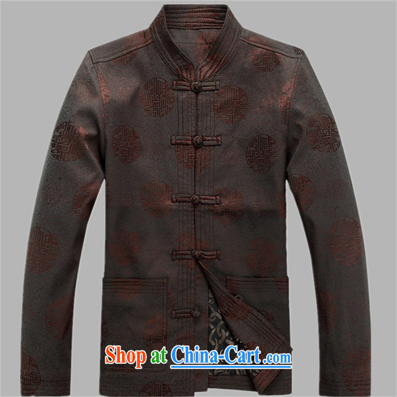 Of the more than 2015 China wind spring and autumn and the Chinese Chinese father jackets older birthday life clothing brown XXXL