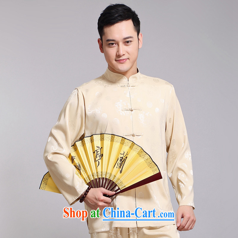 Men's Chinese 2015 spring and summer new thin stamp long-sleeved Tang package installed in older men's exercise clothing Tai Chi Kit Kit 1516 blue 180, JACKE EVIS (JACK EVIS), online shopping