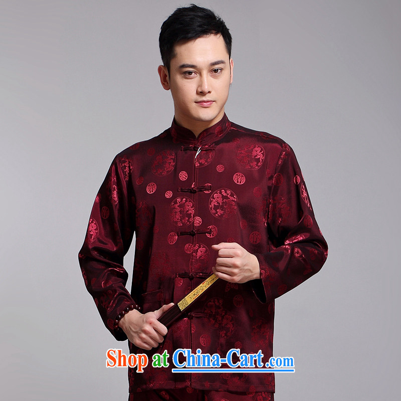 Men's Chinese 2015 spring and summer new thin stamp long-sleeved Tang package installed in older men's exercise clothing Tai Chi Kit Kit 1516 blue 180, JACKE EVIS (JACK EVIS), online shopping