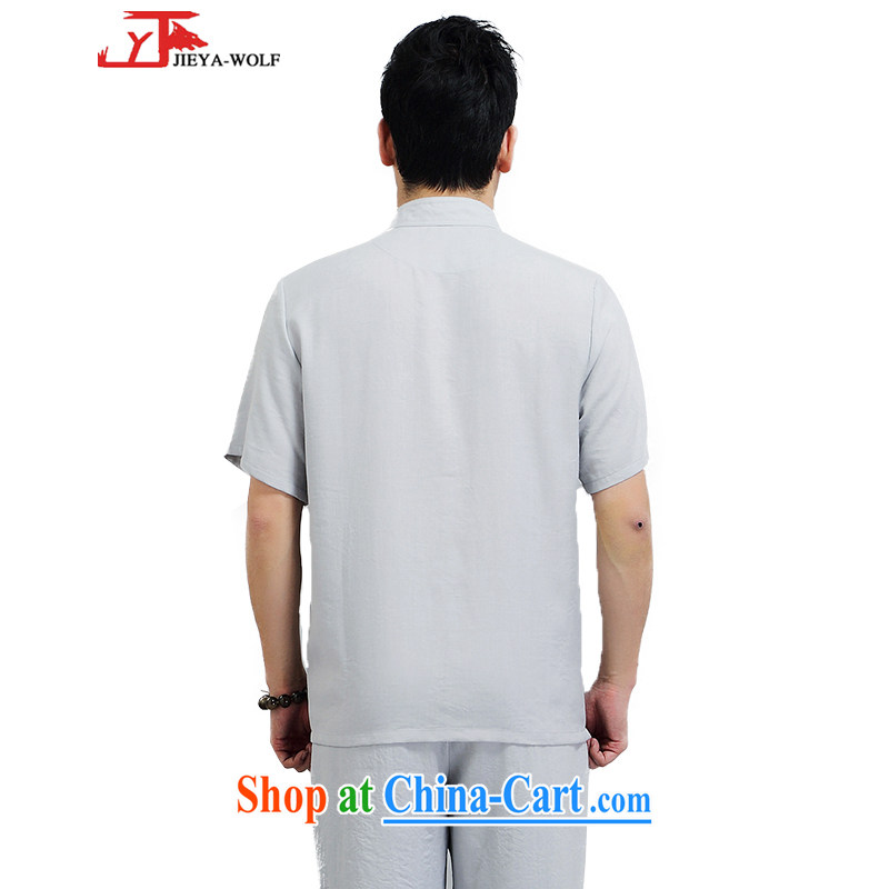 Cheng Kejie, Jacob - Wolf JIEYA - WOLF new kit Chinese men's short-sleeved advanced cotton summer the commission pure color in short, Chinese wind men loaded kit, Jacob hit mine light gray a 175/L, JIEYA - WOLF, shopping on the Internet