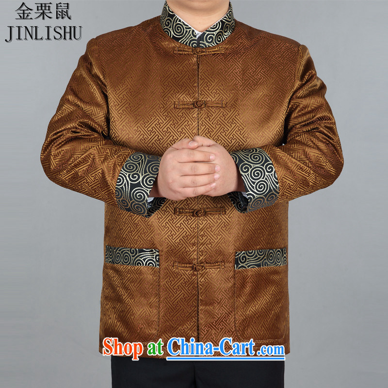 The chestnut mouse Chinese men's China wind spring jackets Ethnic Wind new smock-buckle Tang loaded gold XXXL, the chestnut mouse (JINLISHU), shopping on the Internet