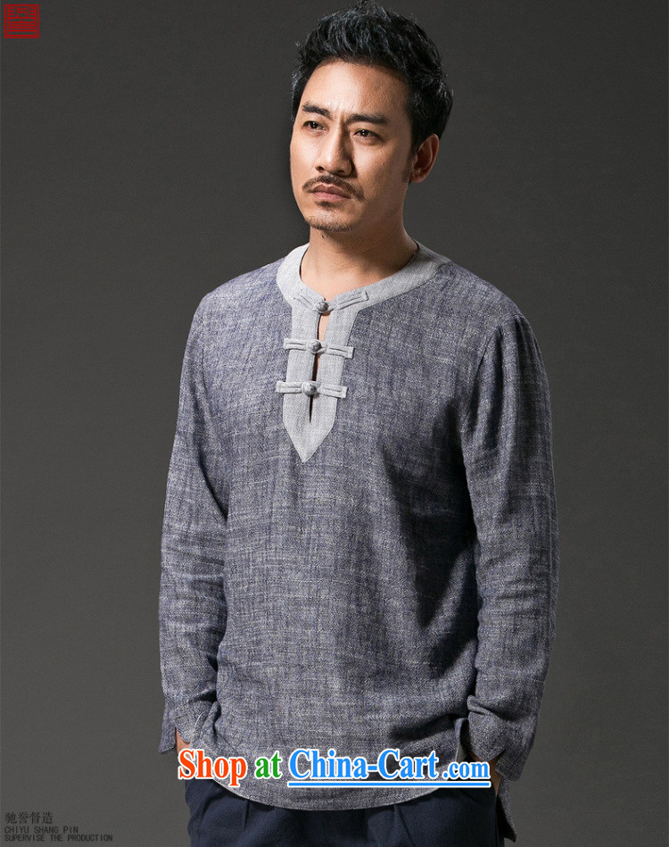 Internationally renowned Chinese air-men's long-sleeved shirt T shirt-neck-SNAP-tang with linen round-collar T-shirt casual retro male-han-T-shirt dark gray jumbo (2XL) pictures, price, brand platters! Elections are good character, the national distribution, so why buy now enjoy more preferential! Health