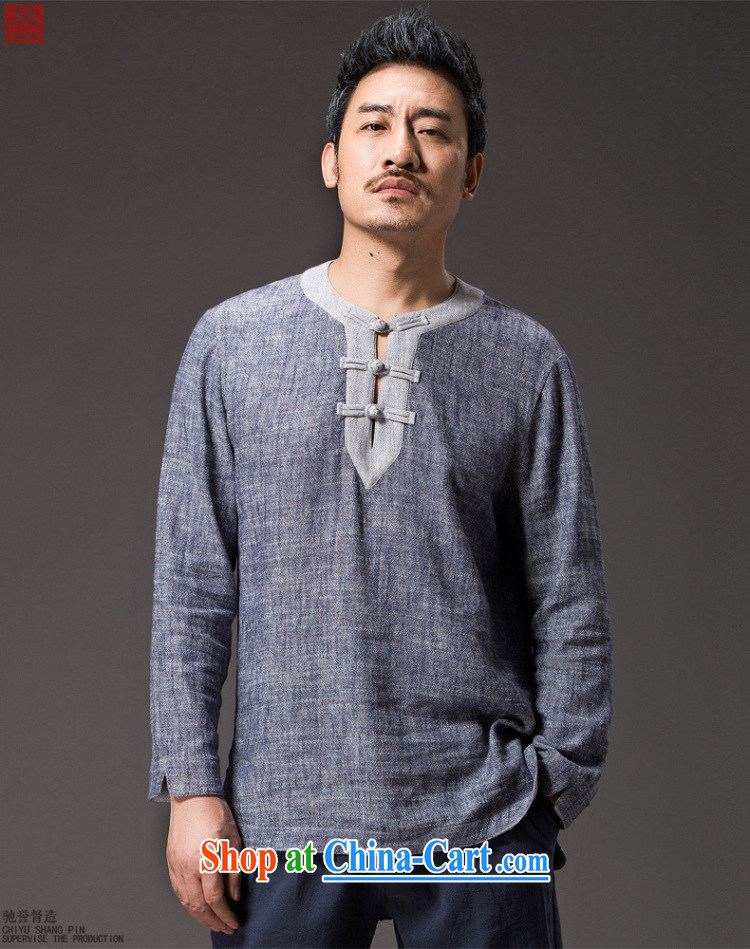 Internationally renowned Chinese air-men's long-sleeved shirt T shirt-neck-SNAP-tang with linen round-collar T-shirt casual retro male-han-T-shirt dark gray jumbo (2XL) pictures, price, brand platters! Elections are good character, the national distribution, so why buy now enjoy more preferential! Health