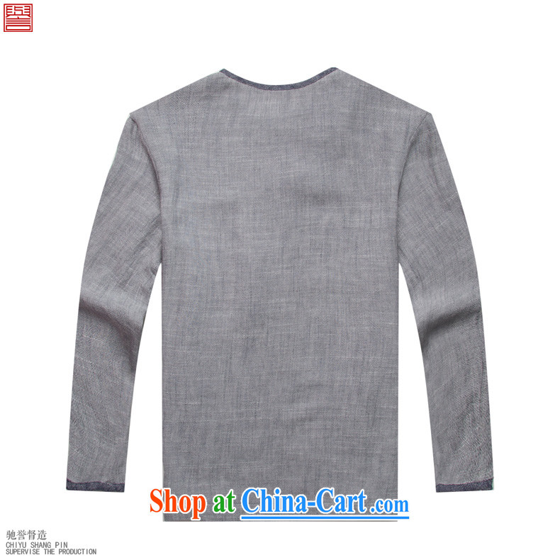 Internationally renowned Chinese wind autumn men's long-sleeved shirt T the Chinese long-sleeved improved Han-loose-tie men's T-shirt Chinese T-shirt, light gray (3XL) pictures, price, brand platters! Elections are good character, the national distribution, so why buy now enjoy more preferential! Health