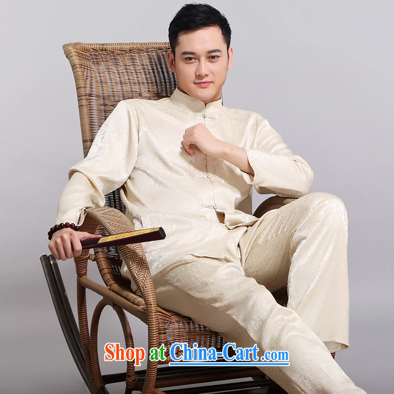 Chinese men's kit 2015 spring and summer new Chinese male, older sauna silk morning Tai Chi 练练功 serving China wind, men's long-sleeved Chinese Tang on 1518 180 gray, Disney's Prince (CANDYPRINCE), and, on-line shopping