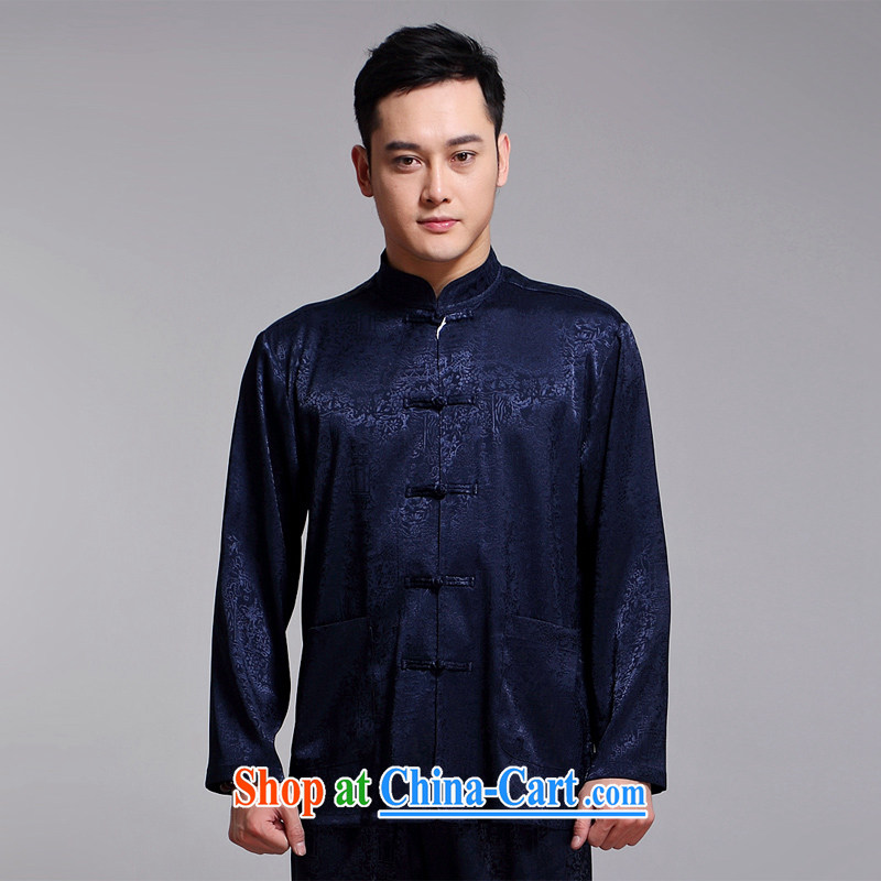 Chinese men's kit 2015 spring and summer new Chinese male, older sauna silk morning Tai 练练功 serving China wind, men's long-sleeved Chinese Tang on 1512 190 Wong, Disney's Prince (CANDYPRINCE), online shopping