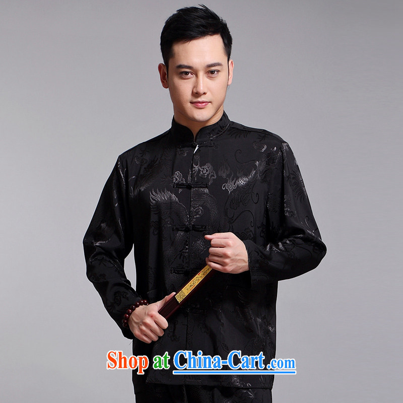 Chinese men's kit 2015 spring and summer new Chinese male, older sauna silk morning Tai 练练功 serving China wind, men's long-sleeved Chinese Tang on 1512 190 Wong, Disney's Prince (CANDYPRINCE), online shopping
