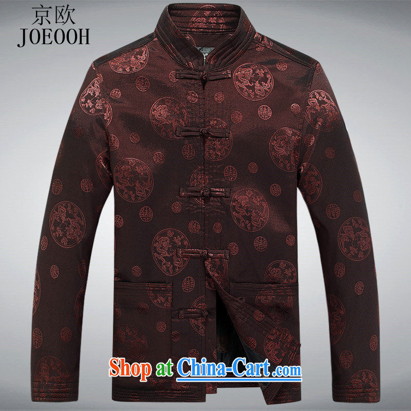 Europe's New Man Tang jackets long-sleeved T-shirt spring birthday banquet, wedding older men and spring clothing and coffee-colored XXXL, Beijing (JOE OOH), shopping on the Internet