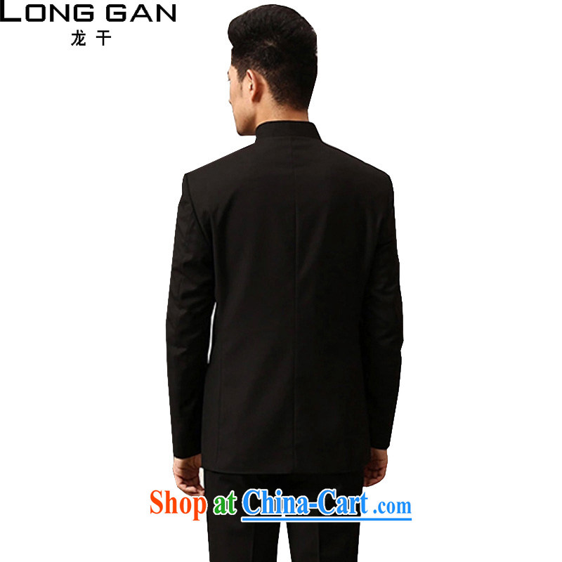 Lung dry Tang fitted smock, who wore black suit package China wind Han-cultivating men's casual black T-shirt/185 code trousers, 33 yards/90 CM, dry (LONGGAN), online shopping