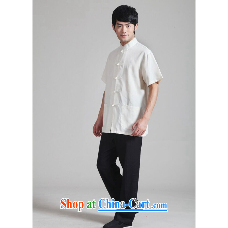 Dan smoke summer new male Chinese Chinese T-shirt National Men's uniforms kung fu T-shirt cotton the Chinese short sleeve with black trousers Kit 3 XL, Bin Laden smoke, shopping on the Internet