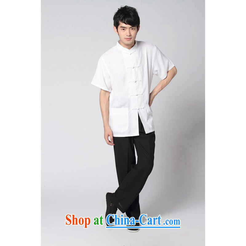 Take the male Chinese summer new short-sleeved Chinese Tai Chi uniforms kung fu Kit Chinese, for the howling ghost cotton the soft Satin Tang with black trousers Kit 3 XL