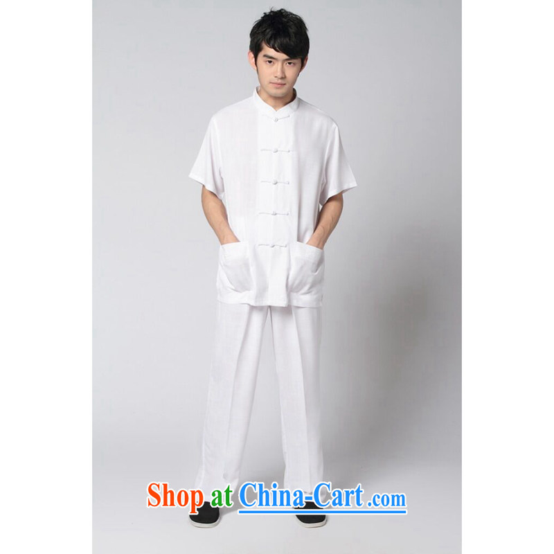 Bin Laden smoke male Chinese summer, new short-sleeved Chinese Tai Chi uniforms kung fu Kit Chinese, for the howling ghost cotton the soft Satin Chinese White Kit 3 XL