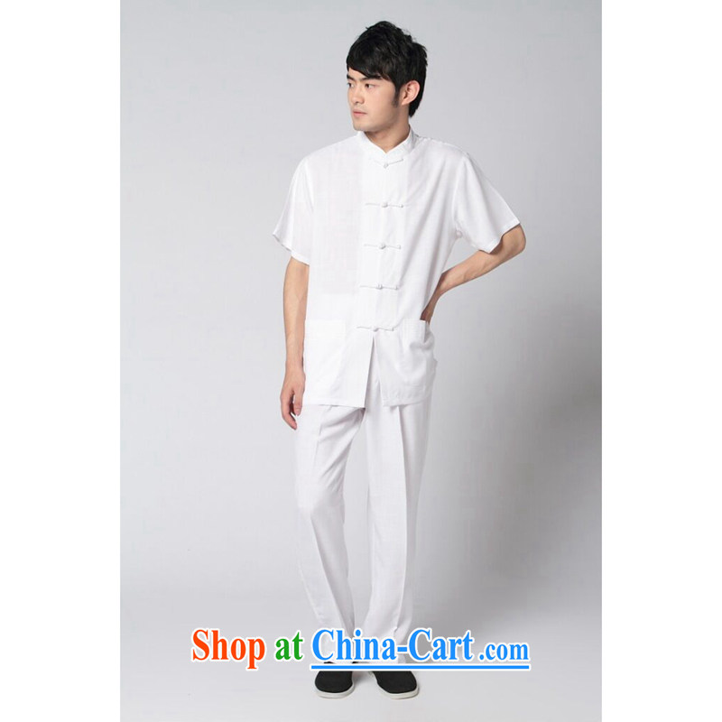 Bin Laden smoke male Tang replace summer new short-sleeved Chinese Tai Chi uniforms kung fu Kit Chinese, for the howling ghost cotton the soft Satin Chinese White Kit 3 XL, bin Laden smoke, shopping on the Internet