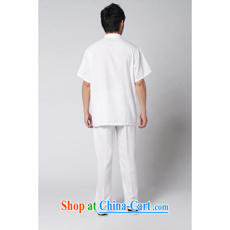 Bin Laden smoke male Tang replace summer new short-sleeved Chinese Tai Chi uniforms kung fu Kit Chinese, for the howling ghost cotton the soft Satin Chinese White Kit 3 XL, bin Laden smoke, shopping on the Internet