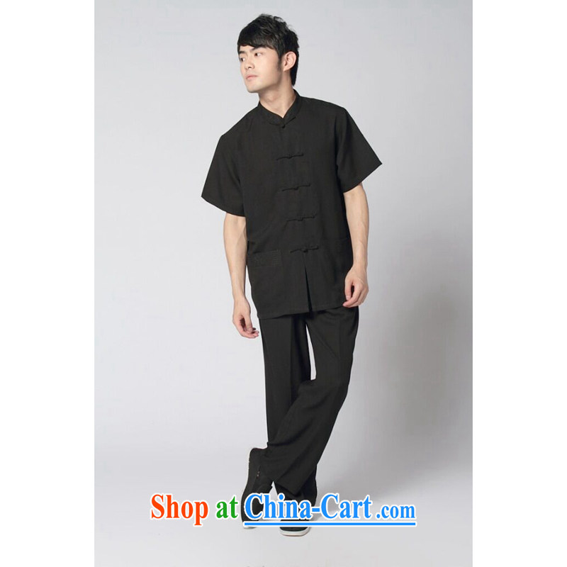 Bin Laden smoke original short-sleeved men's Chinese summer new Chinese, Tai-chi for service units the solid color Kung Fu T-shirt comfort kit Black Kit 3 XL, Bin Laden smoke, shopping on the Internet