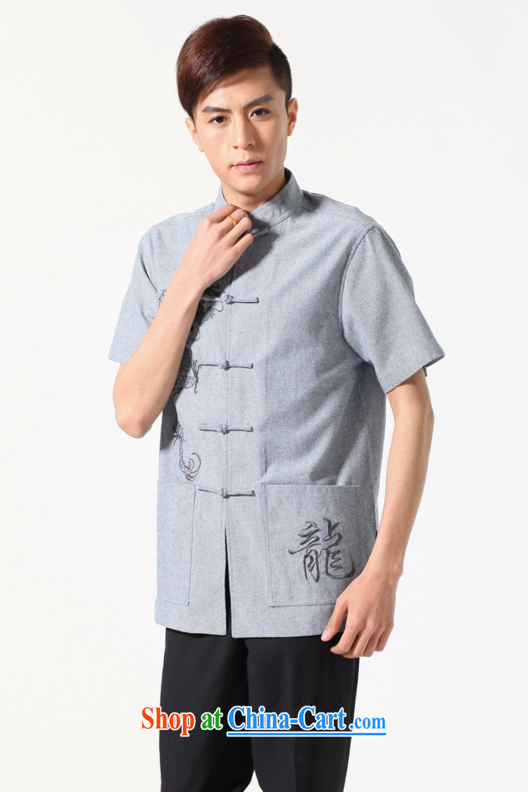 spend the summer with new men's short-sleeved Chinese Chinese, for the cotton shirt embroidered dragon plain colored breathable original male Chinese light 3 XL pictures, price, brand platters! Elections are good character, the national distribution, so why buy now enjoy more preferential! Health