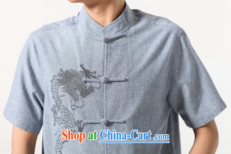Bin Laden smoke summer New Men's short-sleeved Chinese Chinese, for the cotton shirt embroidery, solid-colored breathable original male Tang - A dark 3XL pictures, price, brand platters! Elections are good character, the national distribution, so why buy now enjoy more preferential! Health