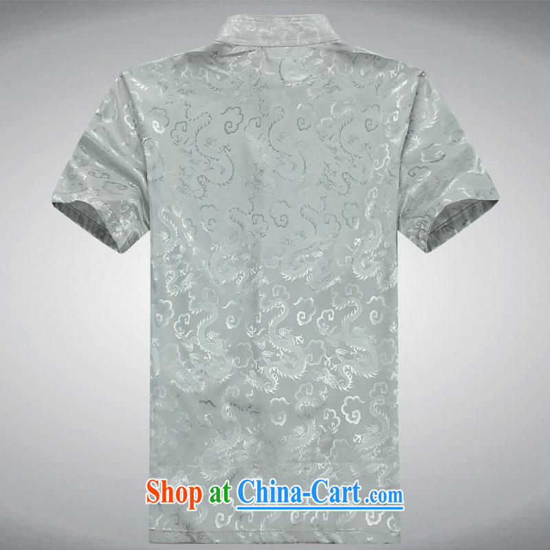Of the more than 2015 men's Tang is short-sleeved T-shirt, old Tang service men and summer short-sleeved Chinese men and half-T-shirt XL light gray package 185, the more people (YIRENDUOGE), shopping on the Internet