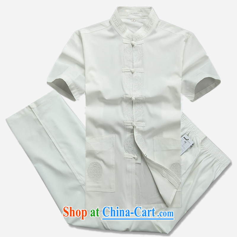 Of the more than 2015 older Chinese men's short-sleeved summer Chinese Tang fitted T-shirt men's Chinese Han-male white Kit 185