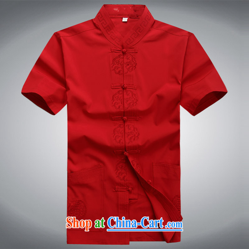 Of the more than 2015 Chinese men's short-sleeved silk shirt, silk, older men Tang is set loose Han-red package 180, the more people (YIRENDUOGE), shopping on the Internet