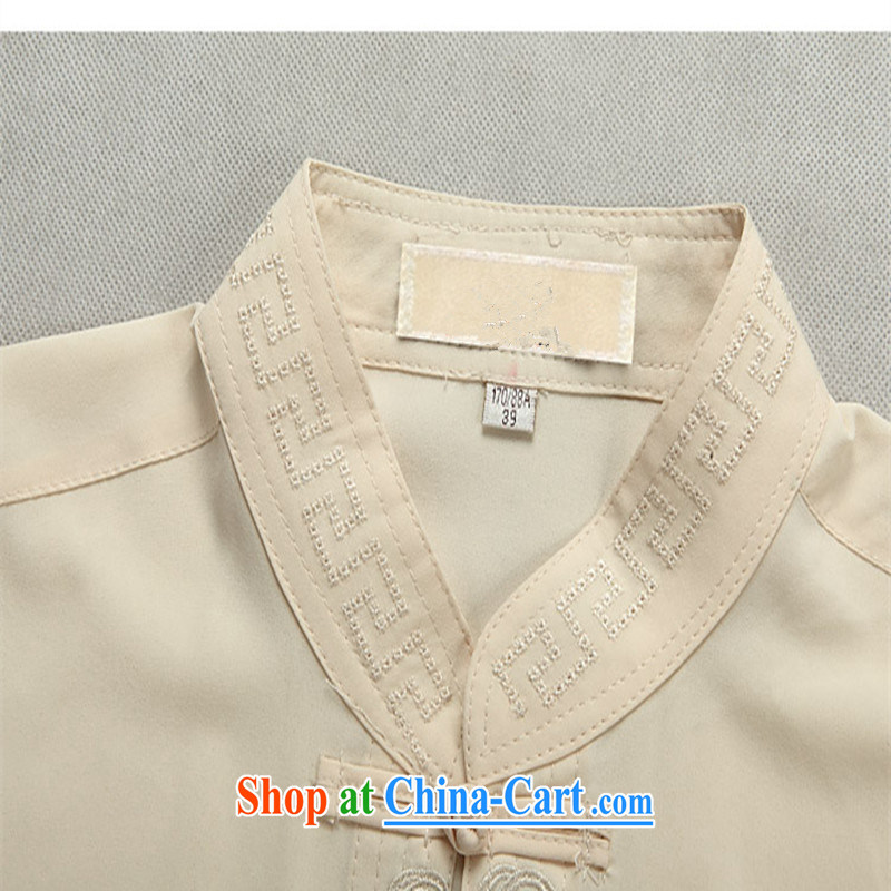 The people more than the Chinese men's short sleeve installed in 2015 older men Tang load package summer leisure T-shirt old Tang with beige package 185, the more people (YIRENDUOGE), shopping on the Internet