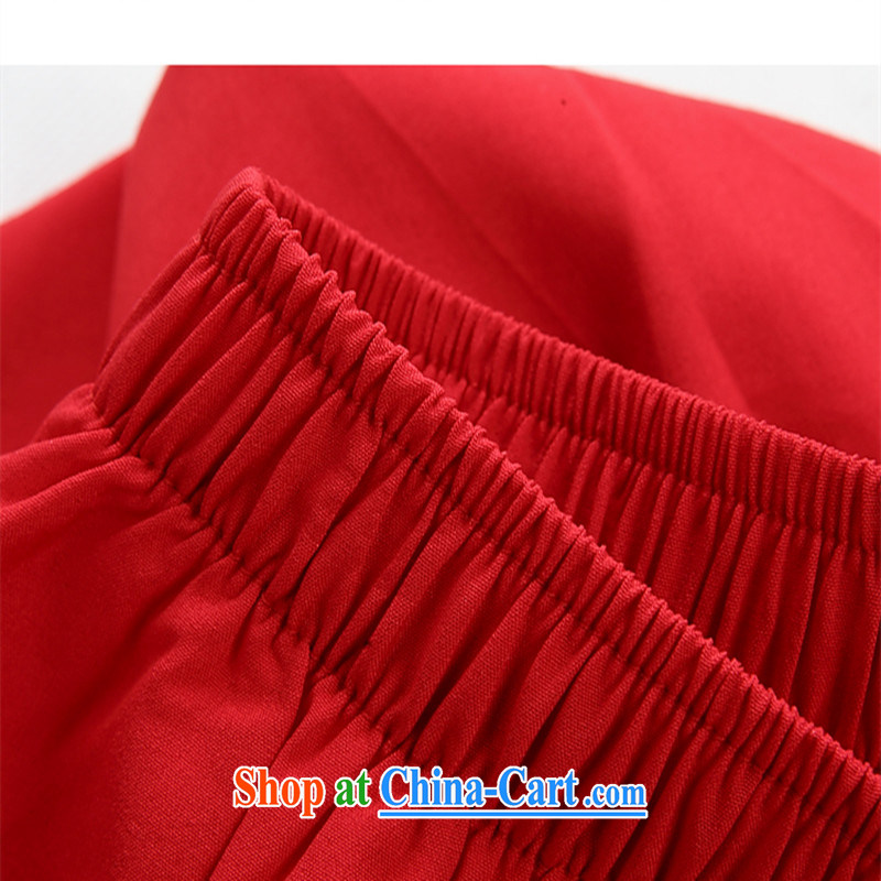 The more people, summer 2015 new Chinese men's short-sleeved summer Chinese elderly in improved Han-older shirt red T-shirt, 180 people, more than the (YIRENDUOGE), shopping on the Internet
