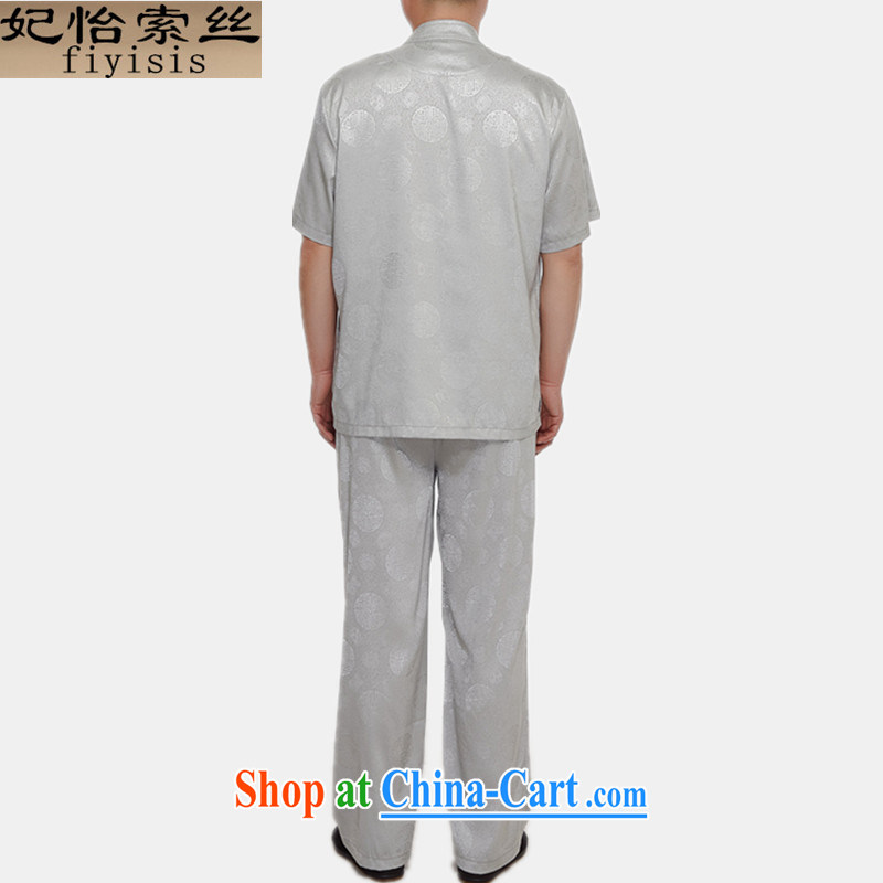 Princess Selina CHOW in male-tang load package summer thin China wind-buckle old men short-sleeved Tang replace Kit Dad T-shirt with the River During the Qingming Festival, silver 180, Princess SELINA CHOW (fiyisis), shopping on the Internet