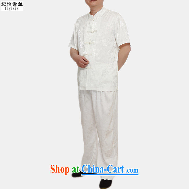 Princess Selina CHOW in men's Chinese package summer thin China wind-buckle old men short-sleeved Chinese Kit Dad loaded T-shirt Grandpa loaded 1000 jubilee, M white Kit 165