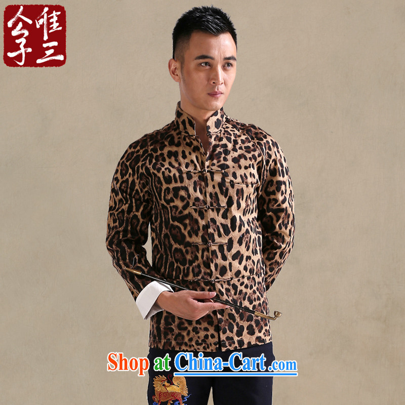 Only 3 Lisa China wind duickers head Chinese men and Chinese shirt Sau San Long-Sleeve Shirt dress, leopard, XXL), only 3, shopping on the Internet