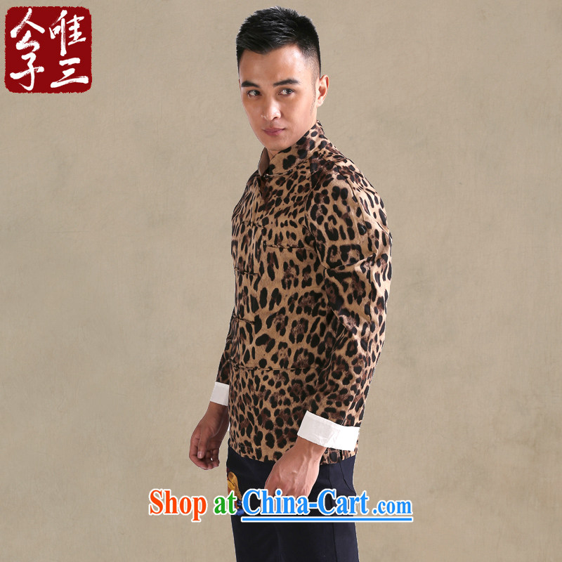 Only 3 Lisa China wind duickers head Chinese men and Chinese shirt Sau San Long-Sleeve Shirt dress, leopard, XXL), only 3, shopping on the Internet