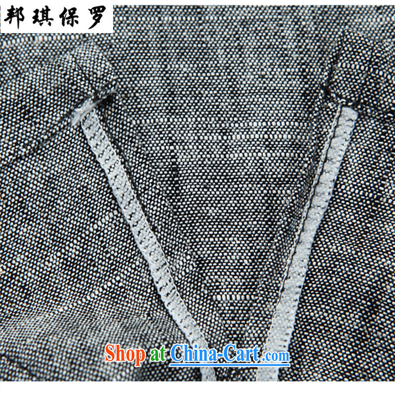 Bong-ki Paul 2015 spring and summer New Men Tang Mounted Kit linen cotton shirt pants in older Tai Chi uniform national dress #8056 dark gray T-shirt 185, Angel Paul, shopping on the Internet
