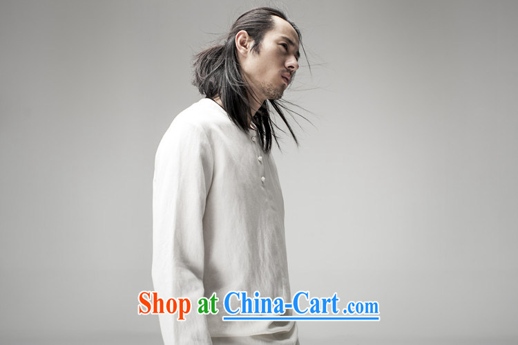 Hee-snapshot Dragon original innovative Chinese long-sleeved and no collar shirt men's lax ramie blended thin drape shirt black XL pictures, price, brand platters! Elections are good character, the national distribution, so why buy now enjoy more preferential! Health