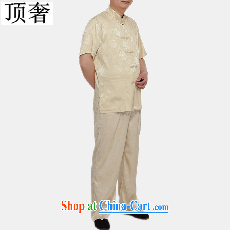 Top Luxury summer new Chinese men's short sleeve installed in the older persons, served Chinese style men's short-sleeve kit 2015 thin China wind kit M yellow Kit 4 XL/185, with the top luxury, shopping on the Internet