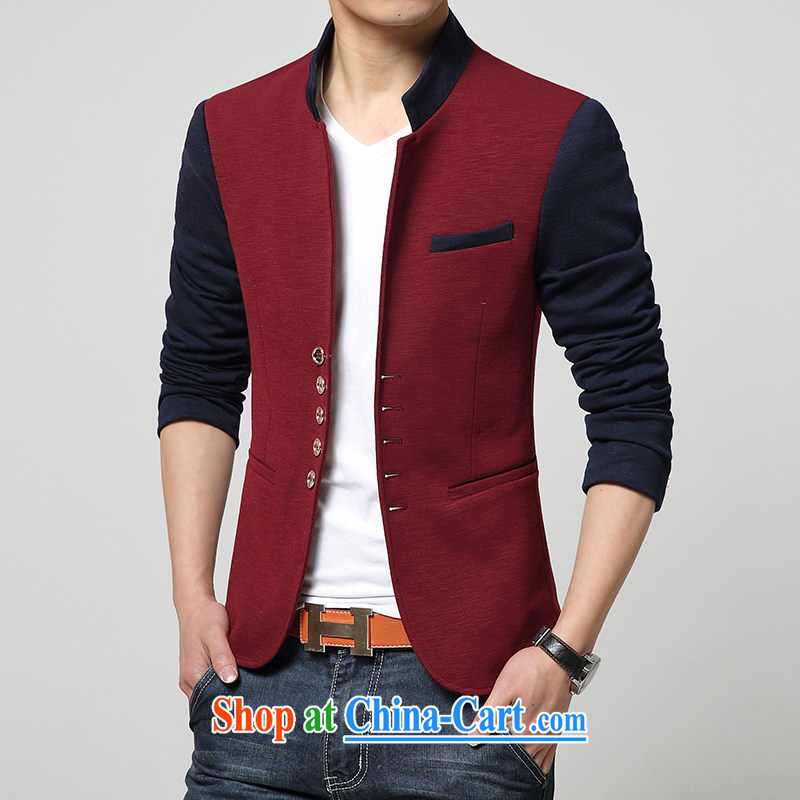 Spring JCH new design stitching men's and smock for the Korean version cultivating Chinese small suits men's Business and Leisure Suit smock red 165 (M), JCH, shopping on the Internet