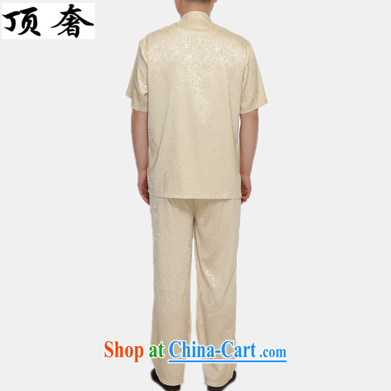 The top luxury in older Chinese men and a short-sleeved Kit spring and summer with new men and the Chinese national costumes, Chinese collar jacket white men's short-sleeved Chinese kit M yellow Kit 4 XL/185 and the top luxury, shopping on the Internet
