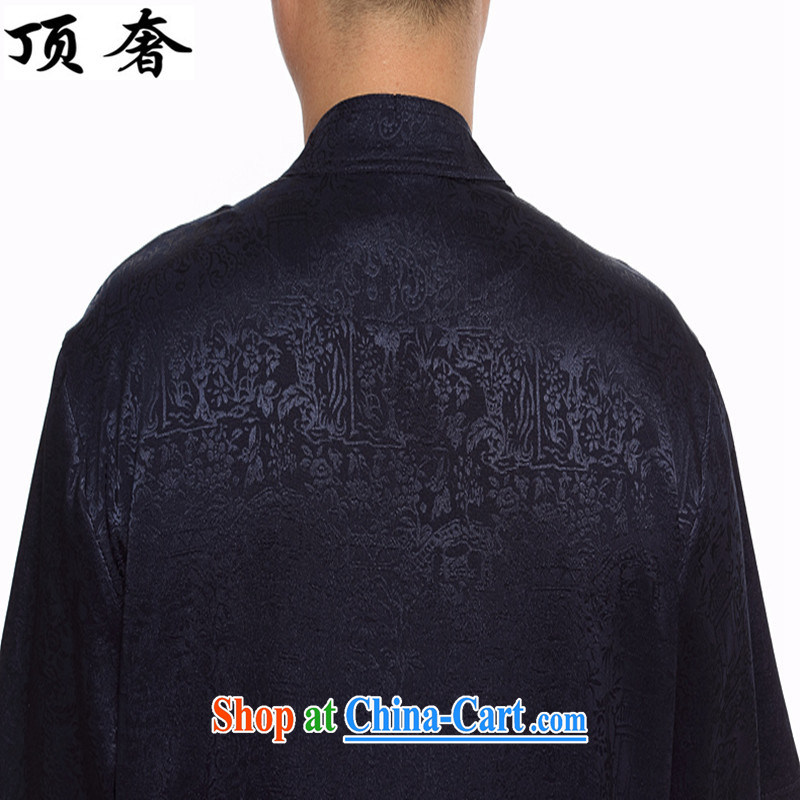 The extravagance, older persons and smock long-sleeved Kit men's summer Han-grandfather jacket jacket T-shirt men's short-sleeved Tang is set on the River During the Qingming Festival, dark blue Kit 2 XL/175, and with the top luxury, shopping on the Inter