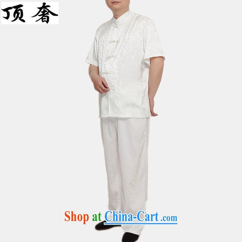 Top luxury Chinese men and a short-sleeved, older and Han-kit men short-sleeved Chinese package National wind Chinese T-shirt M thin yellow, short-sleeved white Kit 4 XL/185 and the top luxury, shopping on the Internet