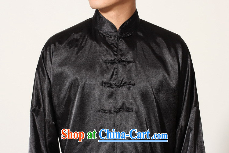 Take the men's new Chinese Chinese improved, damask for Tai Chi uniform solid color of Kung Fu-mouth long-sleeved T-shirt Package - A black XXL pictures, price, brand platters! Elections are good character, the national distribution, so why buy now enjoy more preferential! Health