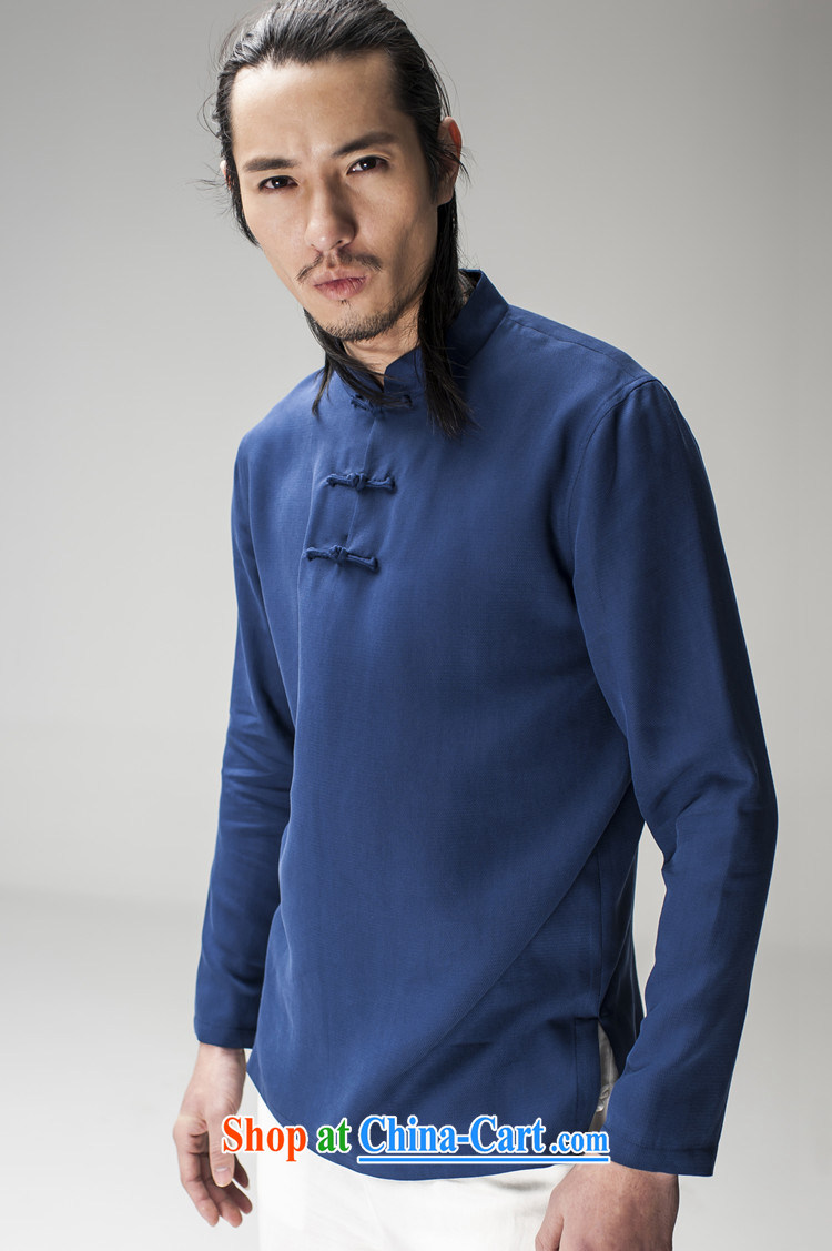 Hee-snapshot Dragon original spring and summer new male Chinese long-sleeved men Tang package stands for breathable casual shirts solid dark blue XL pictures, price, brand platters! Elections are good character, the national distribution, so why buy now enjoy more preferential! Health
