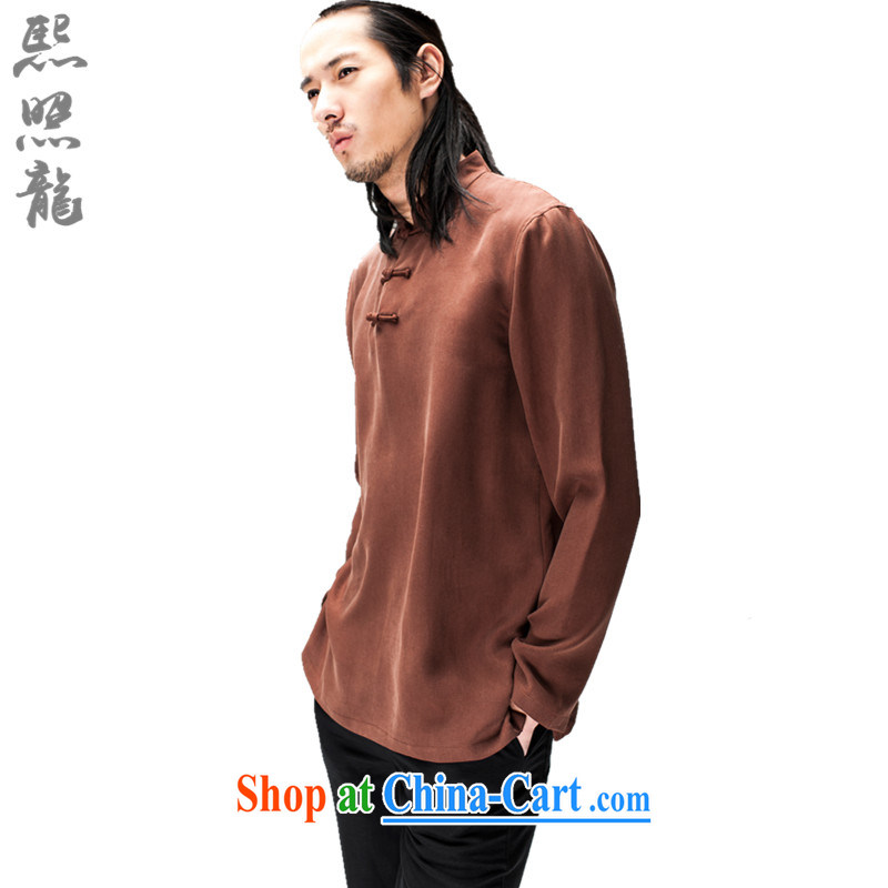 Mr Chau Tak-hay snapshot Dragon original spring and summer new male Chinese long-sleeved men Tang package stands for breathable casual shirts solid dark blue XL, Hee-snapshot lung (XZAOLONG), online shopping