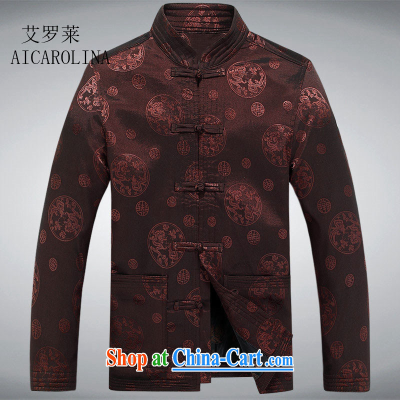 The spring, new, older Tang jackets men's jackets jacket old festive jacket jacket and coffee-colored XXXL